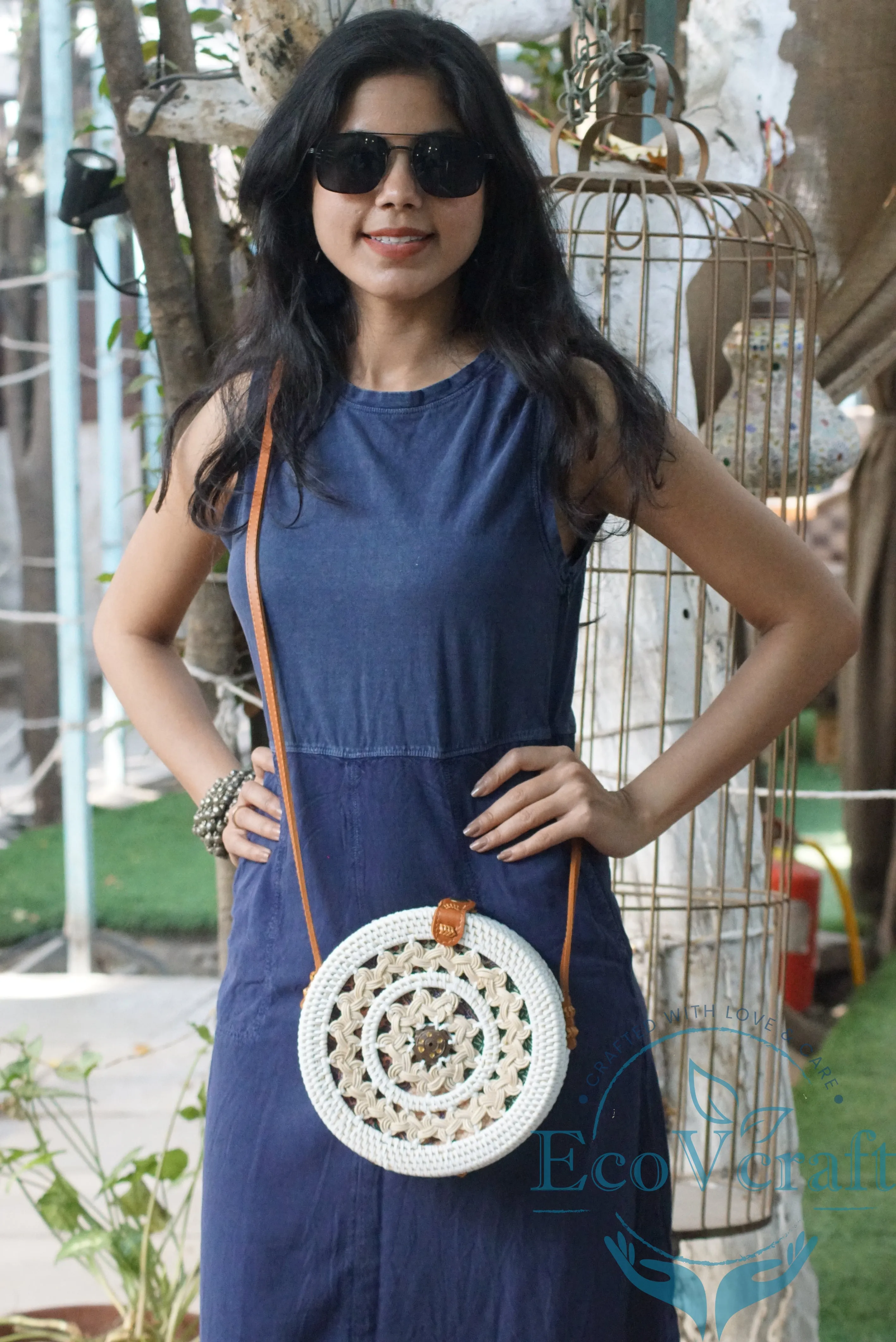 Haute Zone White Round Sling Bag