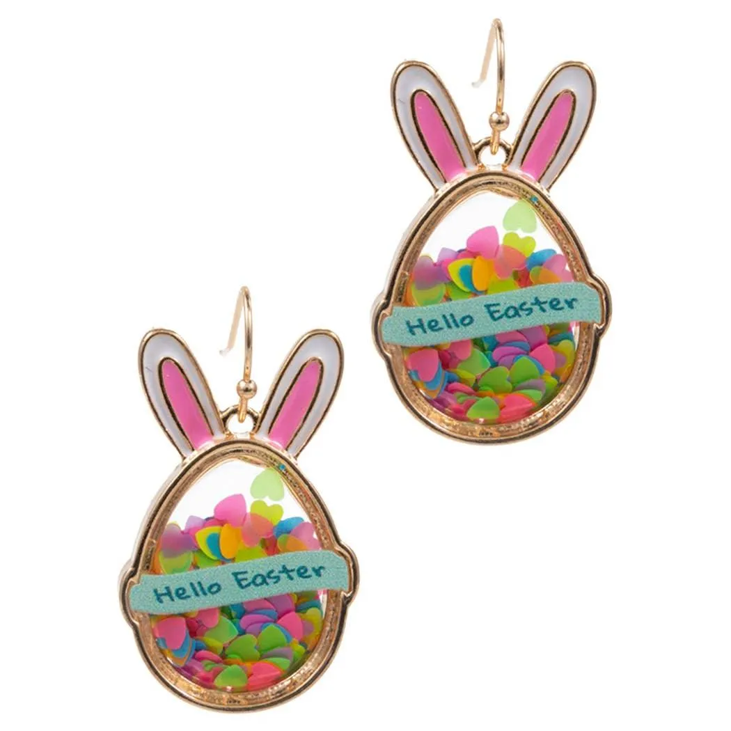 Hello Easter Bunny Shaped Earrings