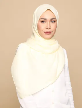 Herringbone Voile Square Scarf - Pale Yellow
