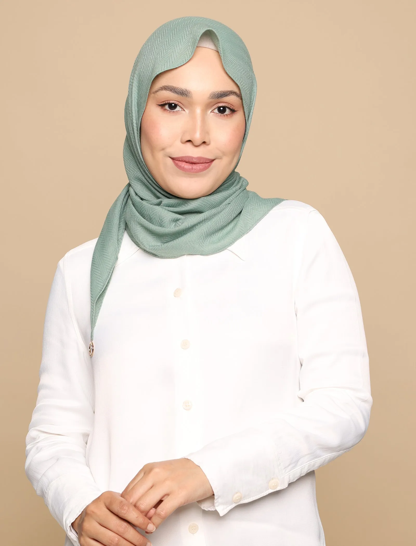 Herringbone Voile Tri Scarf - Sage