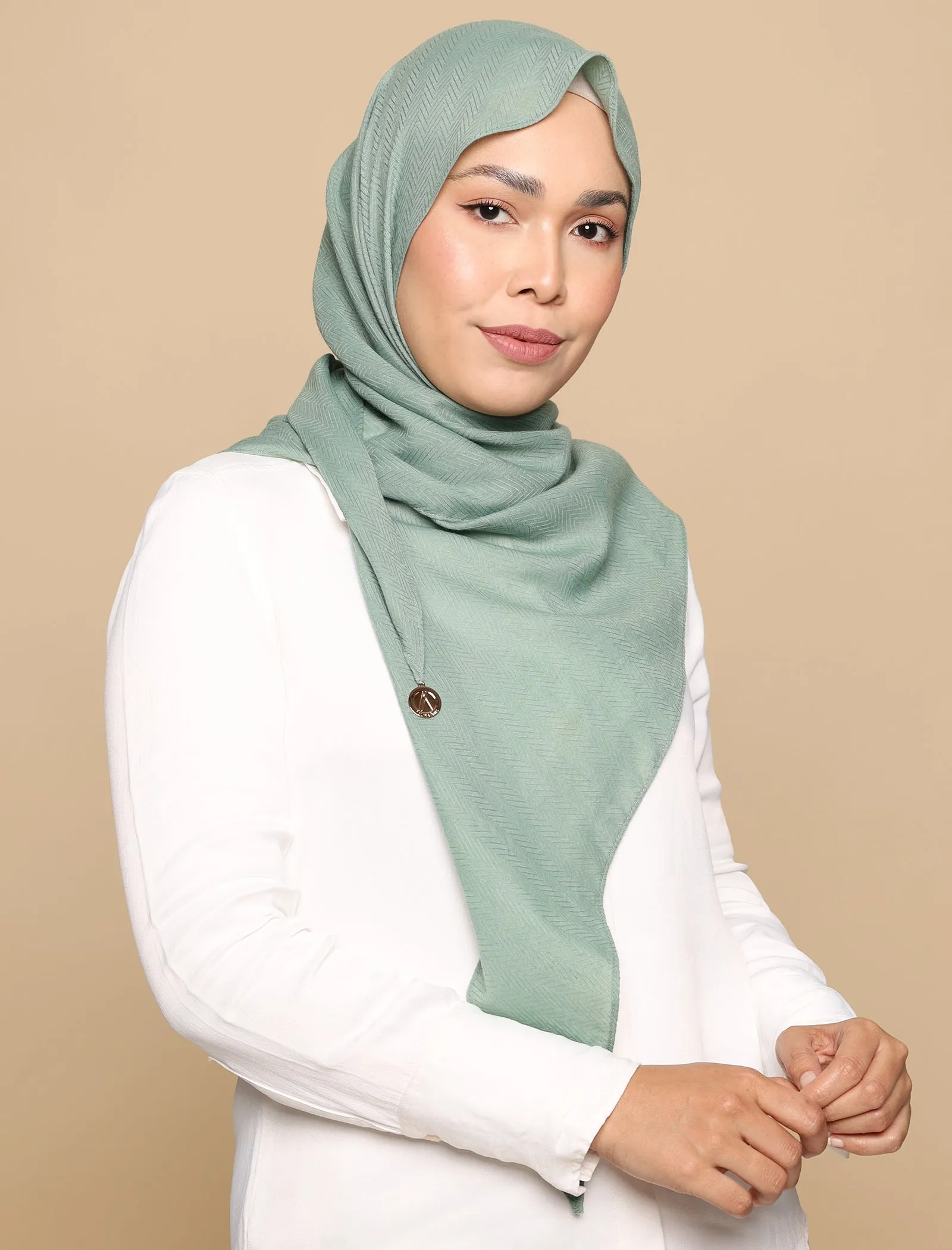 Herringbone Voile Tri Scarf - Sage