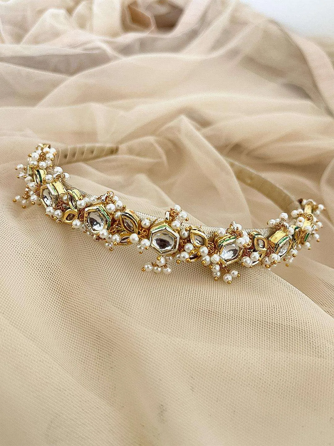 Hexagon Kundan Beaded Hair Band