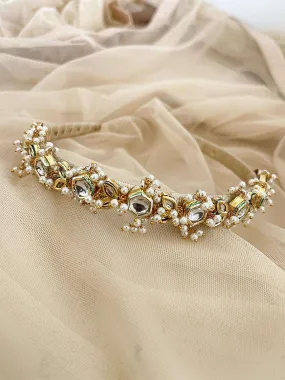 Hexagon Kundan Beaded Hair Band