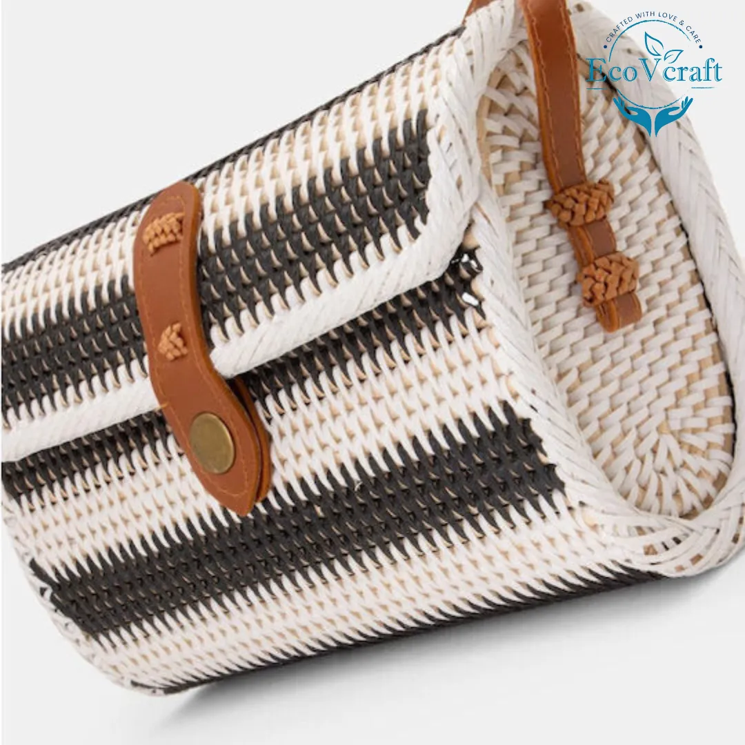 Hippie Heart White & Black Strips Rectangular Bag