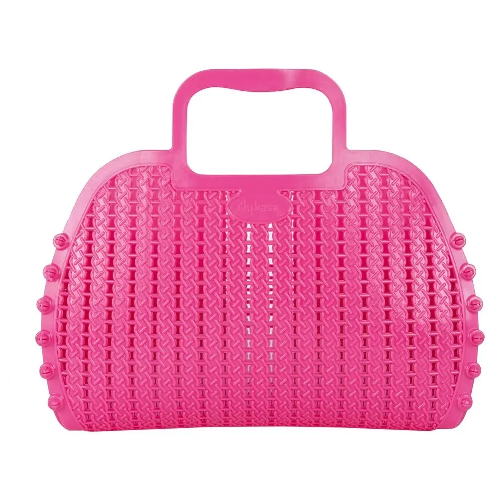 Hot Pink Foldable Mini Plastic Women's Tote Bag