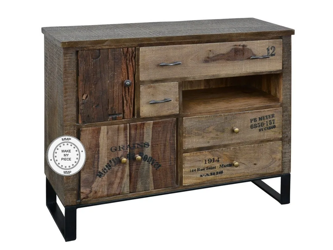 Industrial Chest of Drawers Sideboard Metal Legs