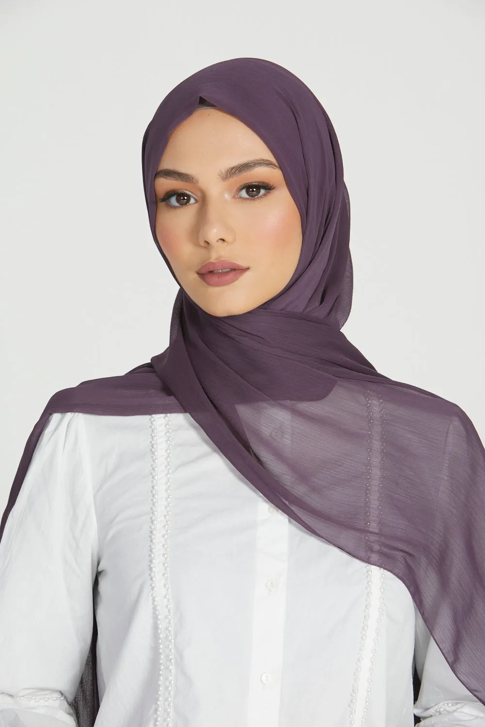 Luxury Crinkle Chiffon Hijab - Plum