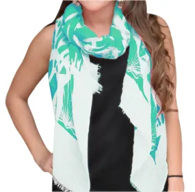 Mint Peach Couture All Season's Nautical Shell Seahorse design Light Fringe Shawl Scarf