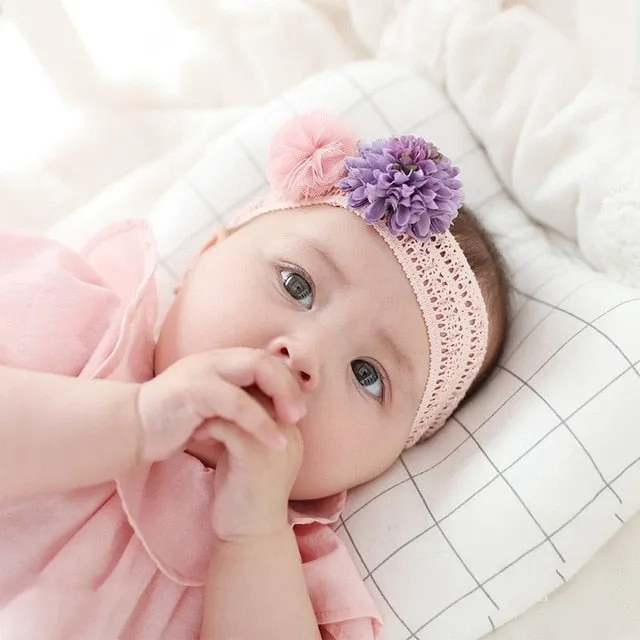 New Hair Accessories for Little Girls - Baby Flower and Crown Headbands Assorted Bow Pearl Lace Hair Band