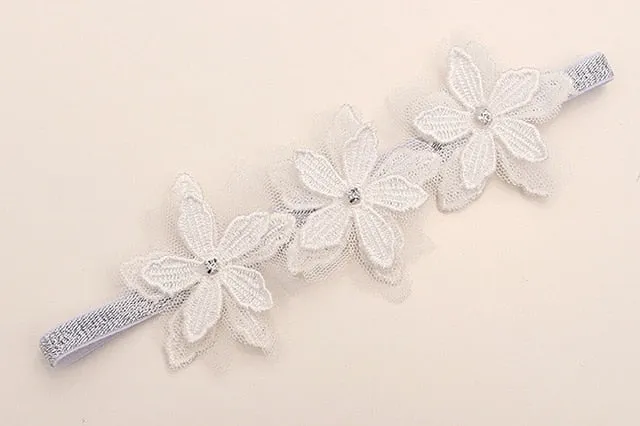 New Hair Accessories Girls Turban Headwear Baby Headband Bow Pearl Lace Hair Band Headband White Solid Lovely Band