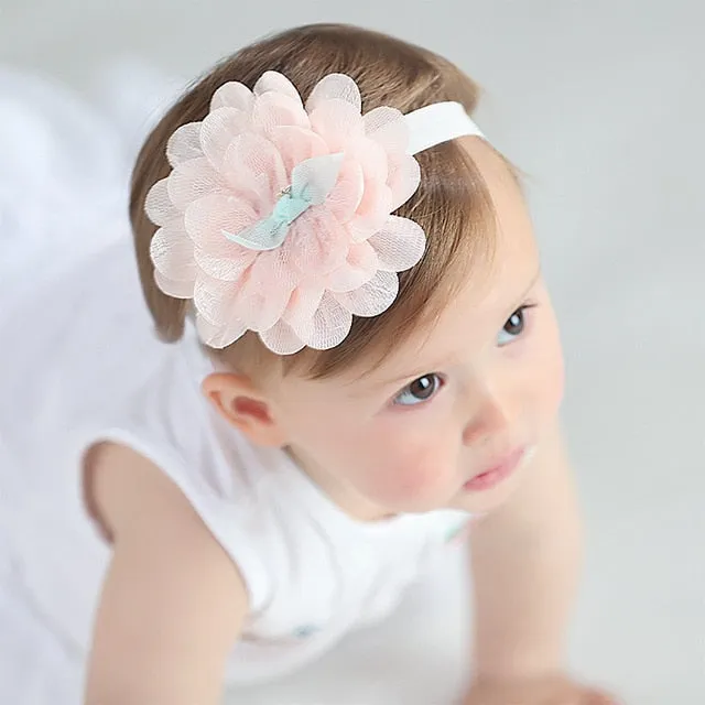New Hair Accessories Girls Turban Headwear Baby Headband Bow Pearl Lace Hair Band Headband White Solid Lovely Band