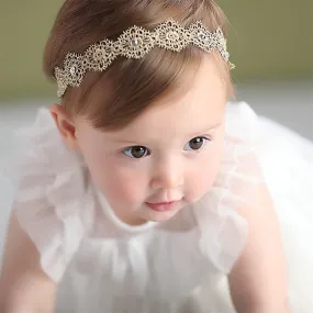 New Hair Accessories Girls Turban Headwear Baby Headband Bow Pearl Lace Hair Band Headband White Solid Lovely Band
