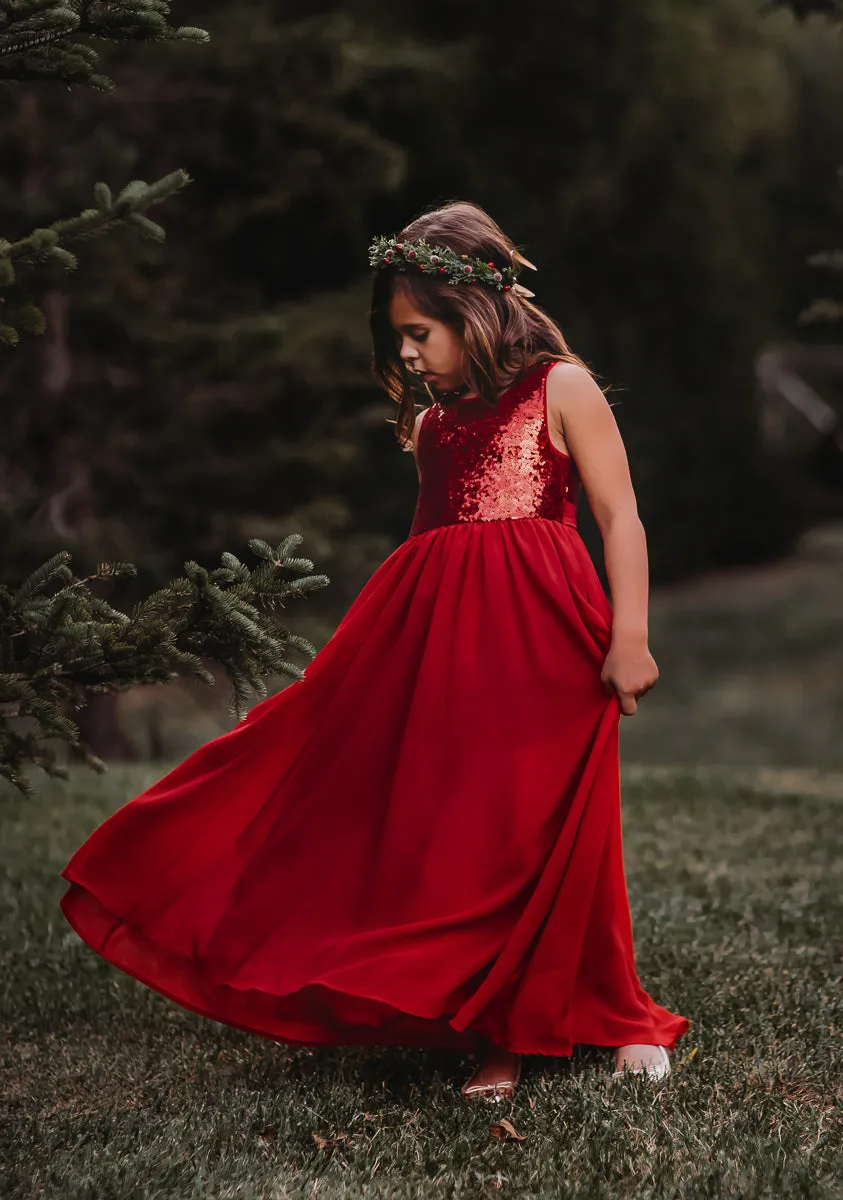 Noelle Dress (red chiffon)