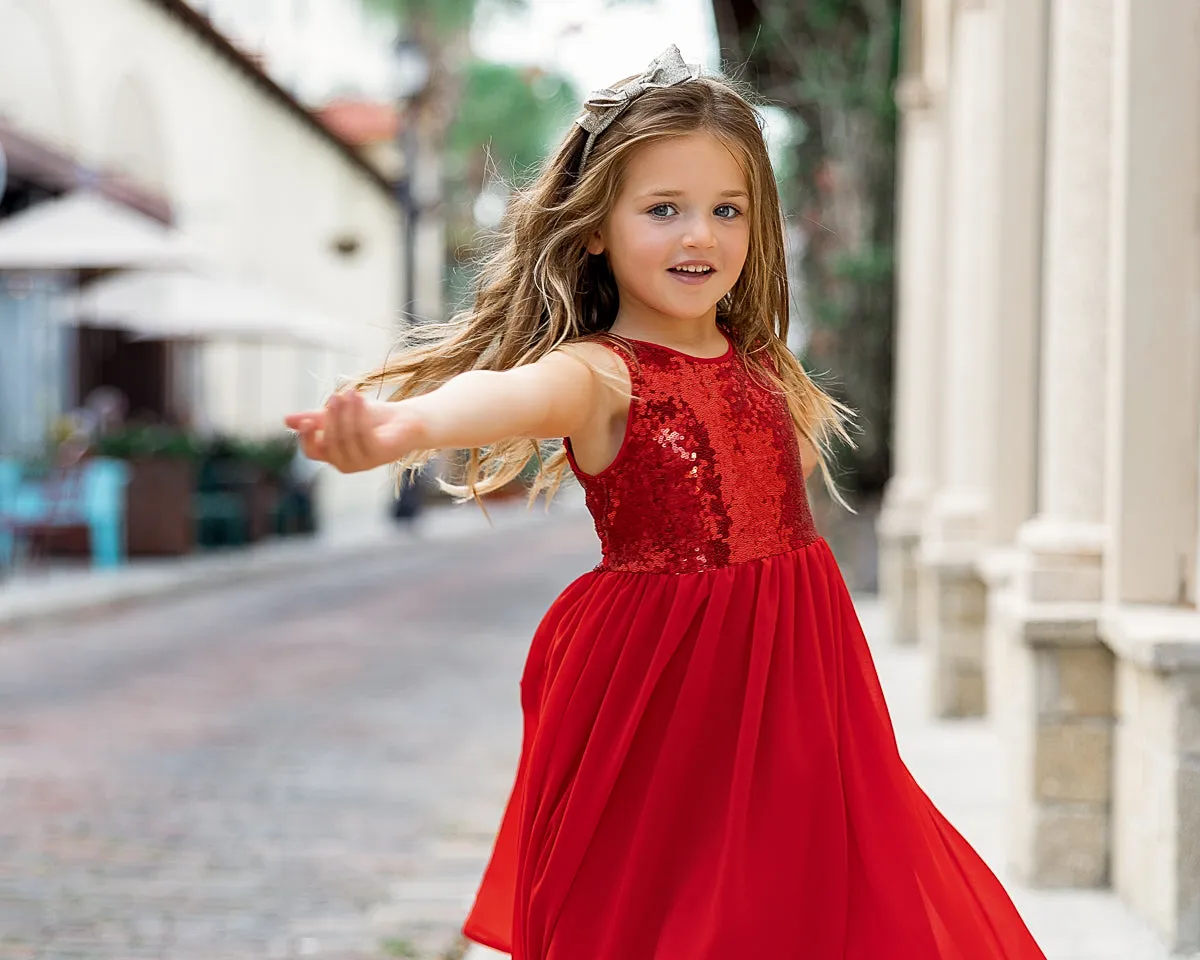 Noelle Dress (red chiffon)