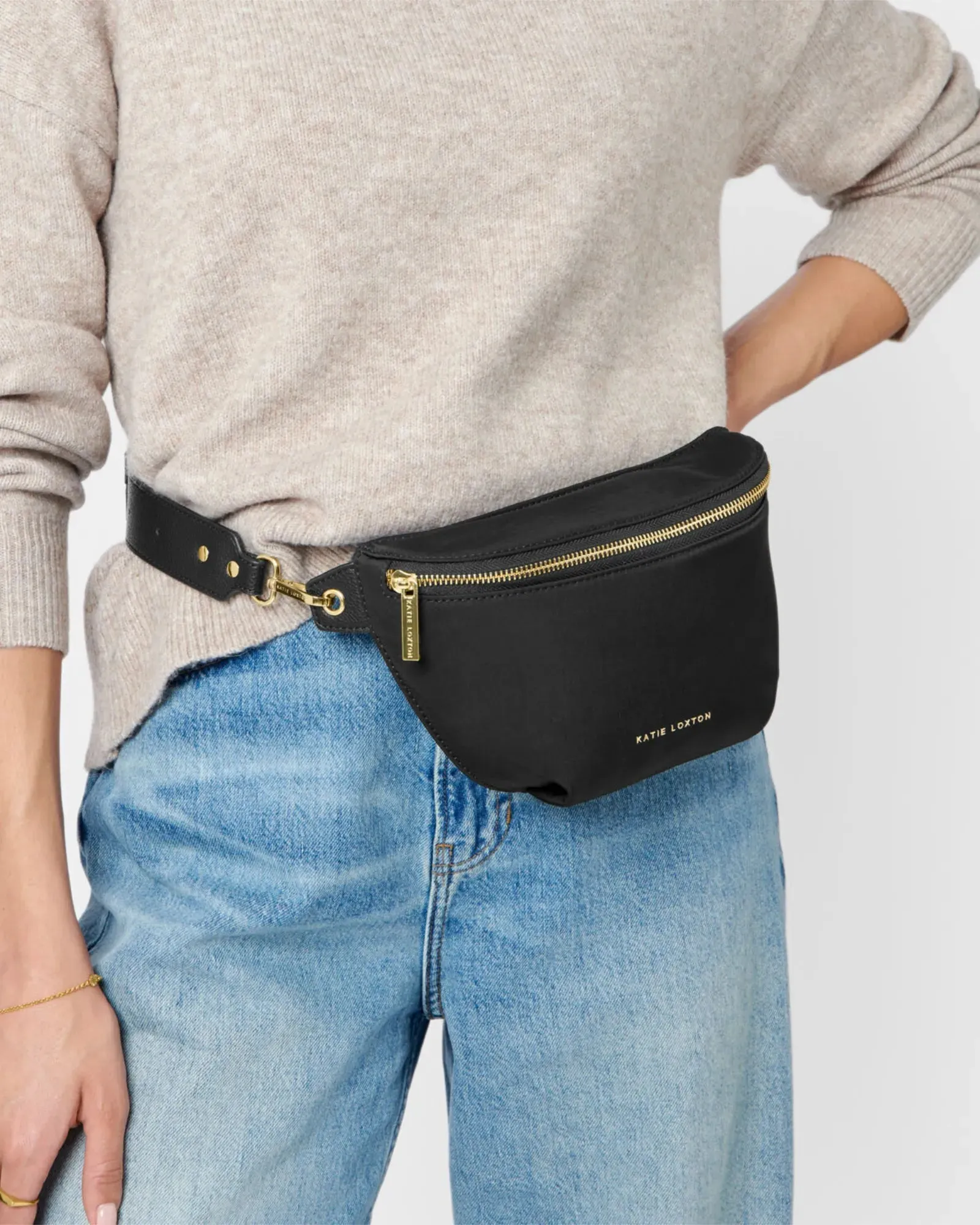 Nylon-Luxe Belt Bag - Black