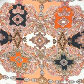 Orange Paisley Design Chiffon Fabric