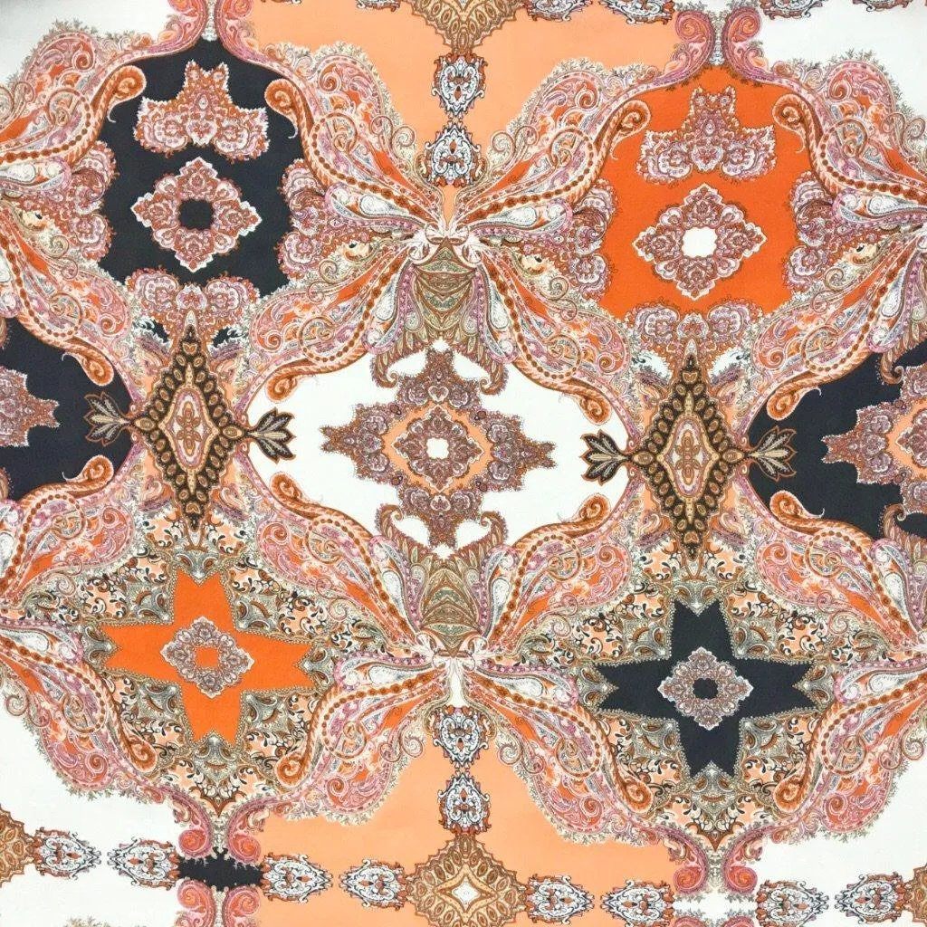 Orange Paisley Design Chiffon Fabric