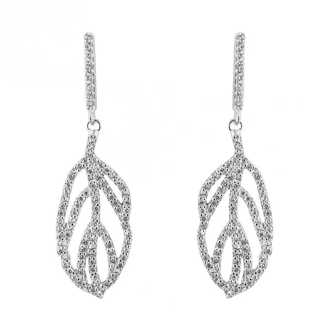 Organic Leaf With Zirconia Earrings E6250C