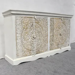 Paris INDIAN hand Carved console Sideboard White