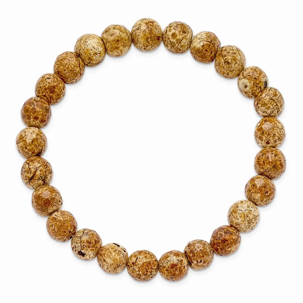 Picture Stone Agate Beaded Stretch Bracelet
