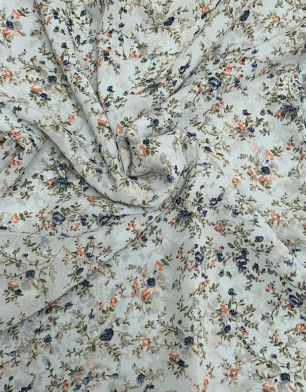 Printed Chiffon - Dusty Blue