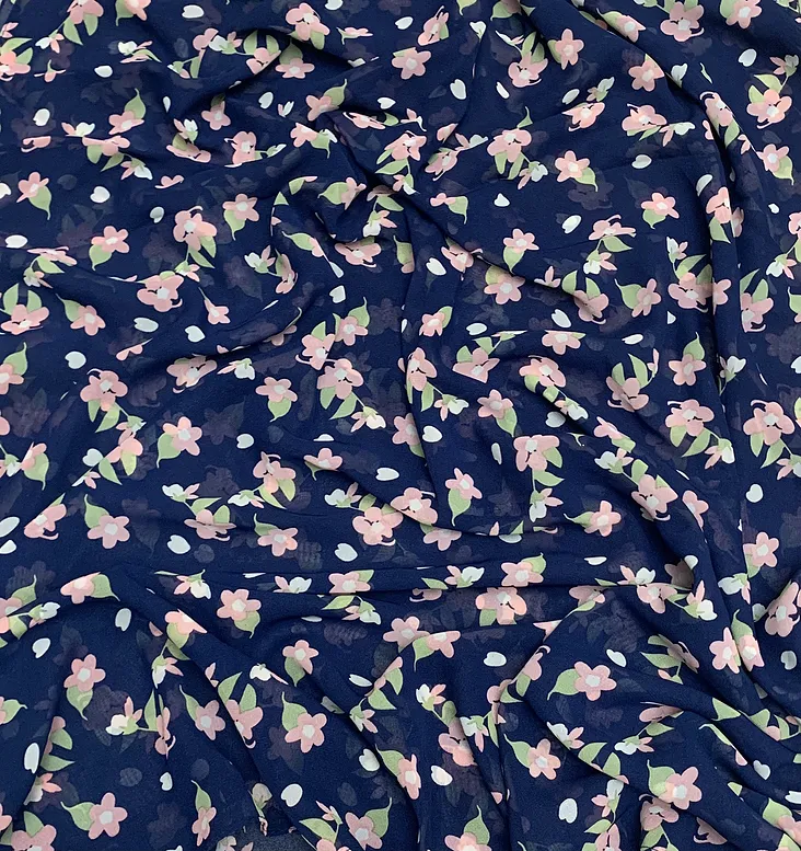 Printed Chiffon - Navy 4