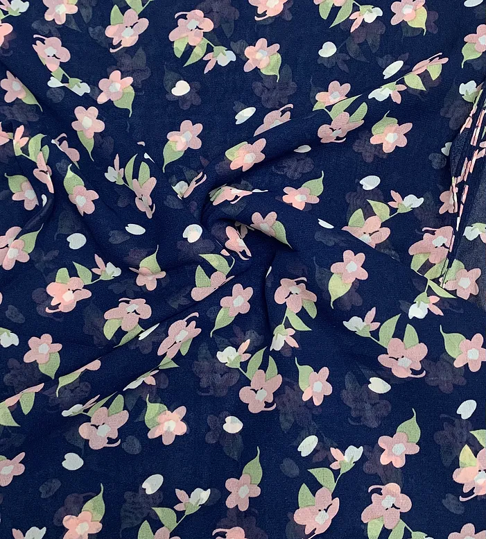 Printed Chiffon - Navy 4