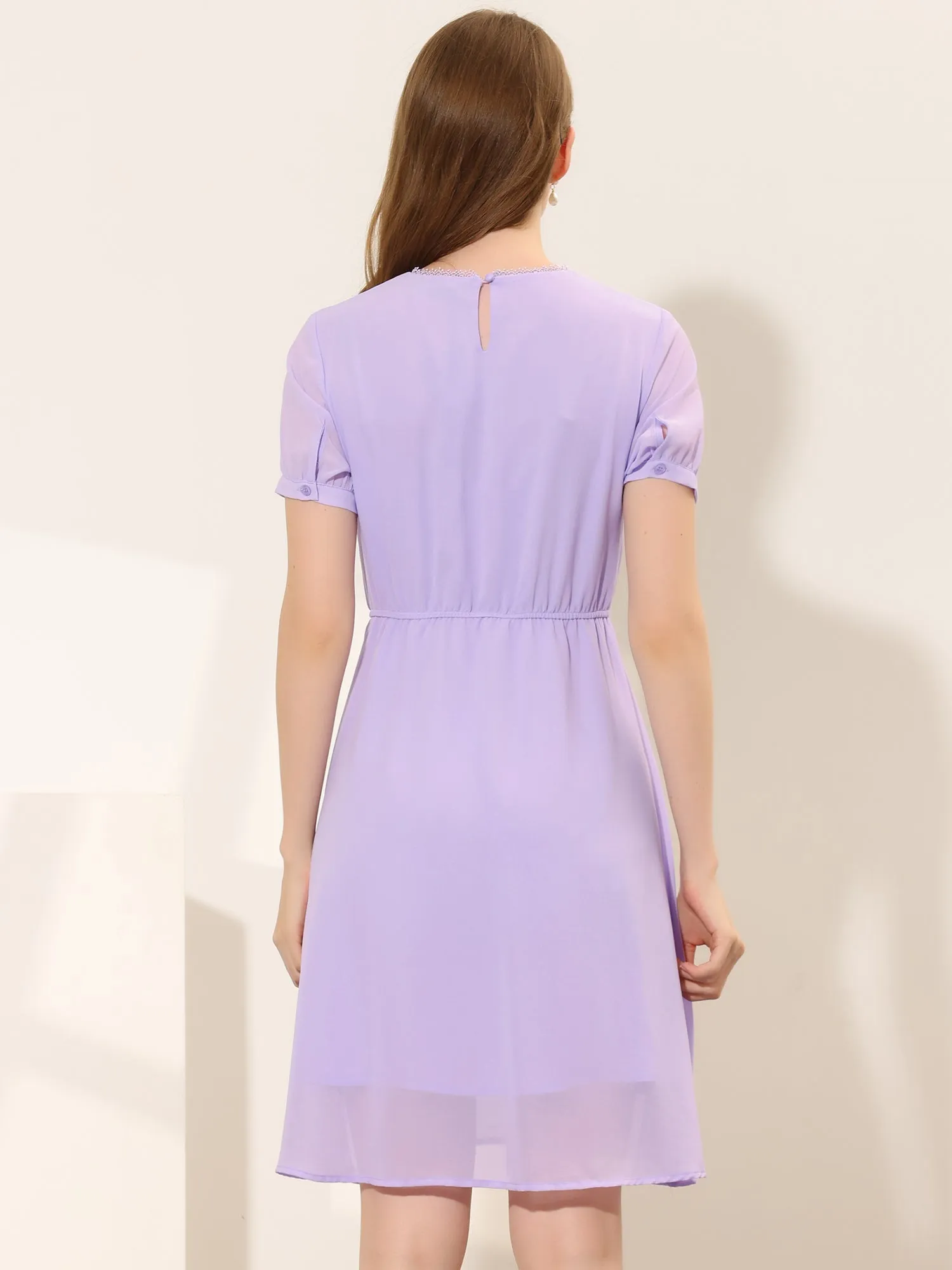 Puff Sleeve Summer Flowy Chiffon Dress