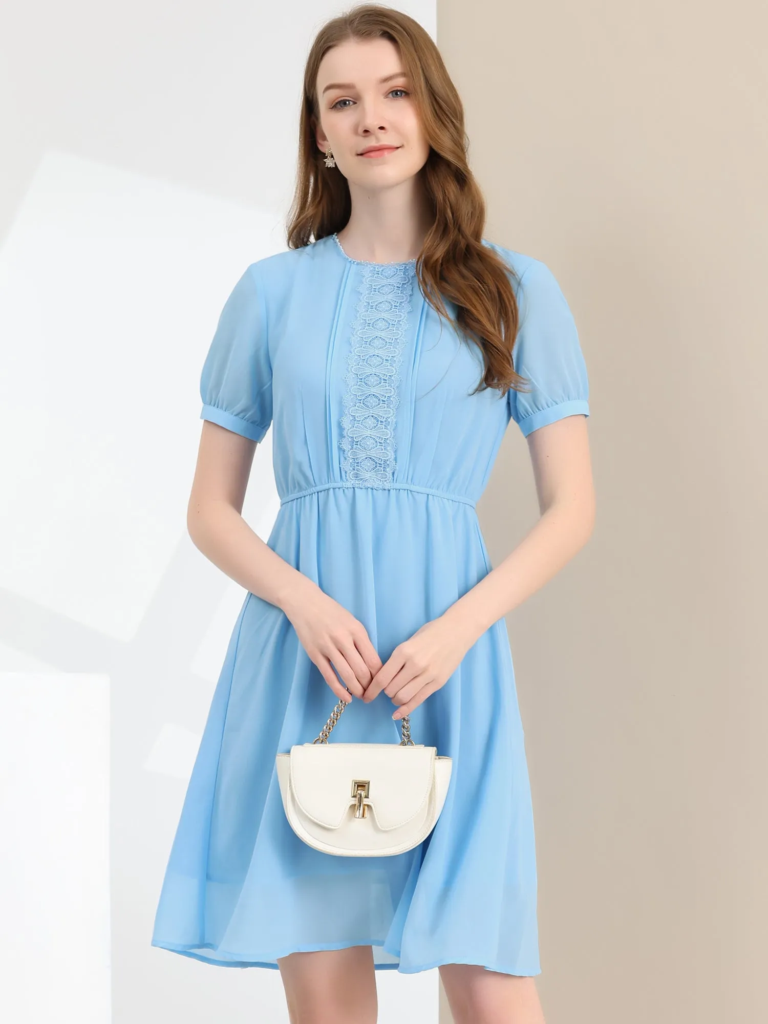 Puff Sleeve Summer Flowy Chiffon Dress