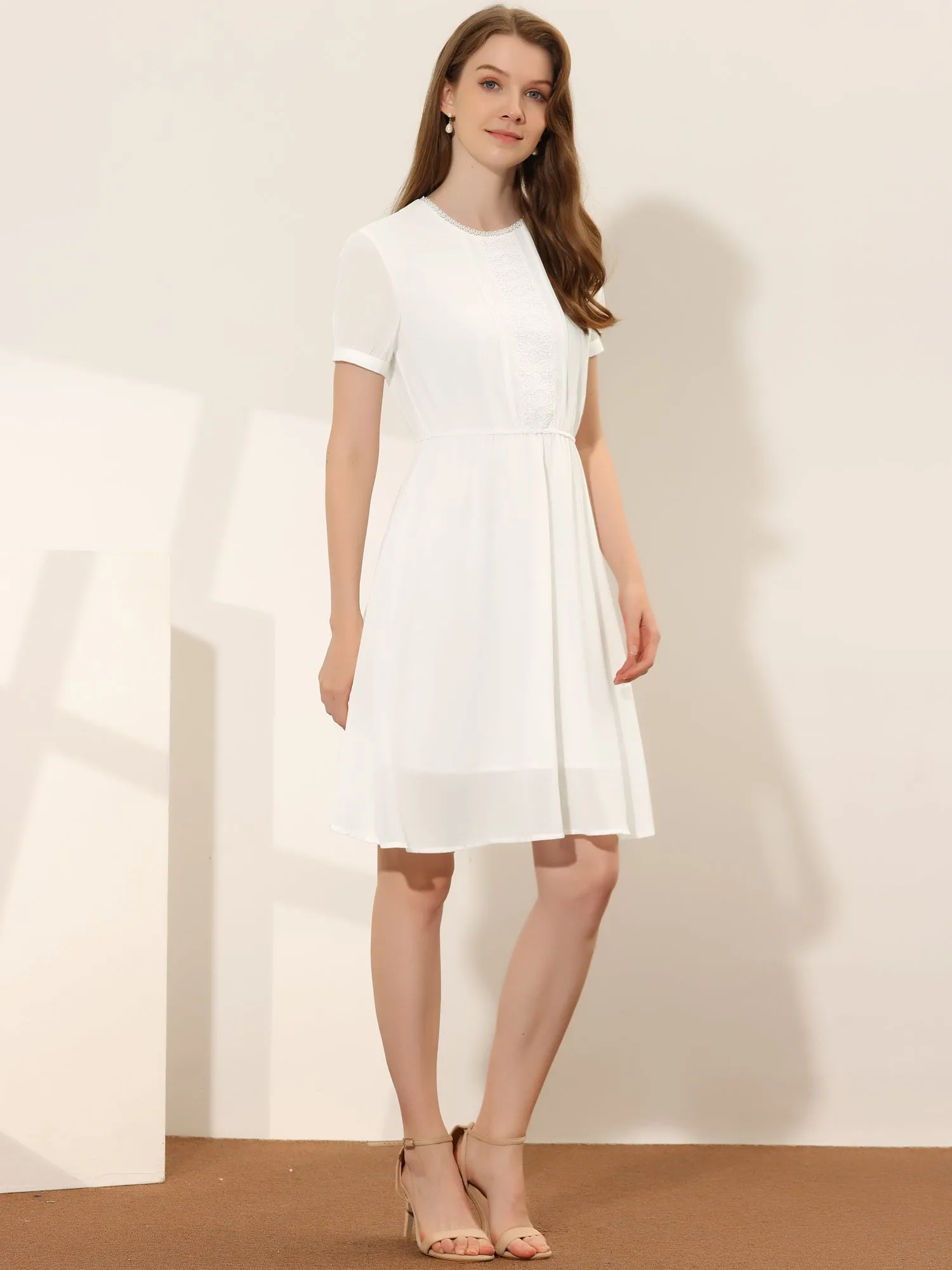 Puff Sleeve Summer Flowy Chiffon Dress