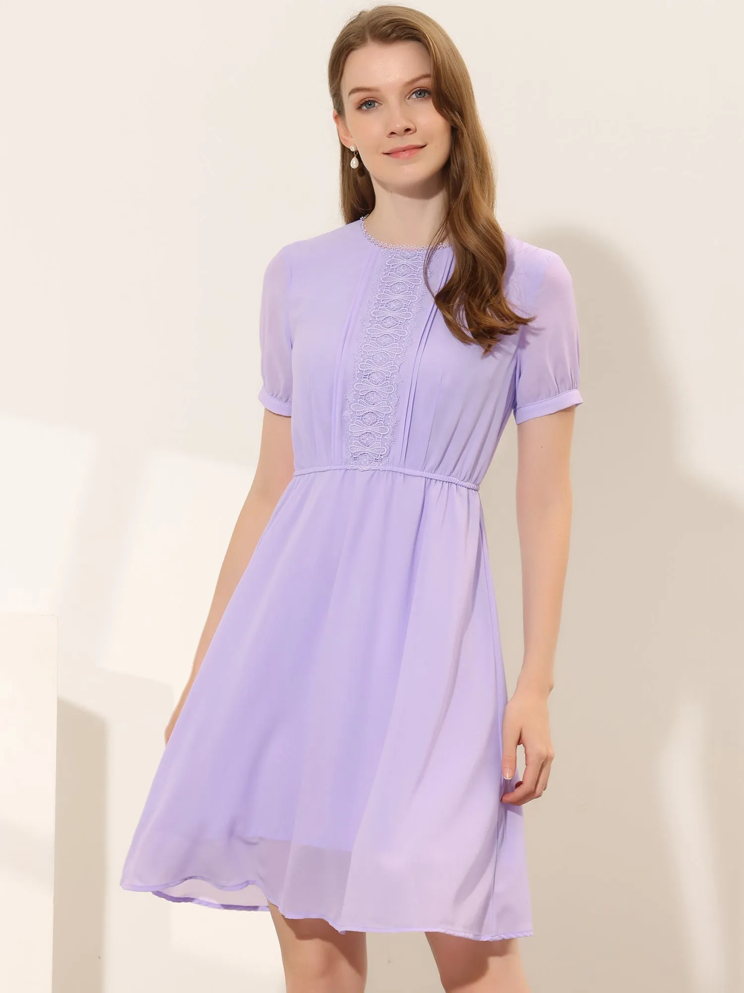 Puff Sleeve Summer Flowy Chiffon Dress