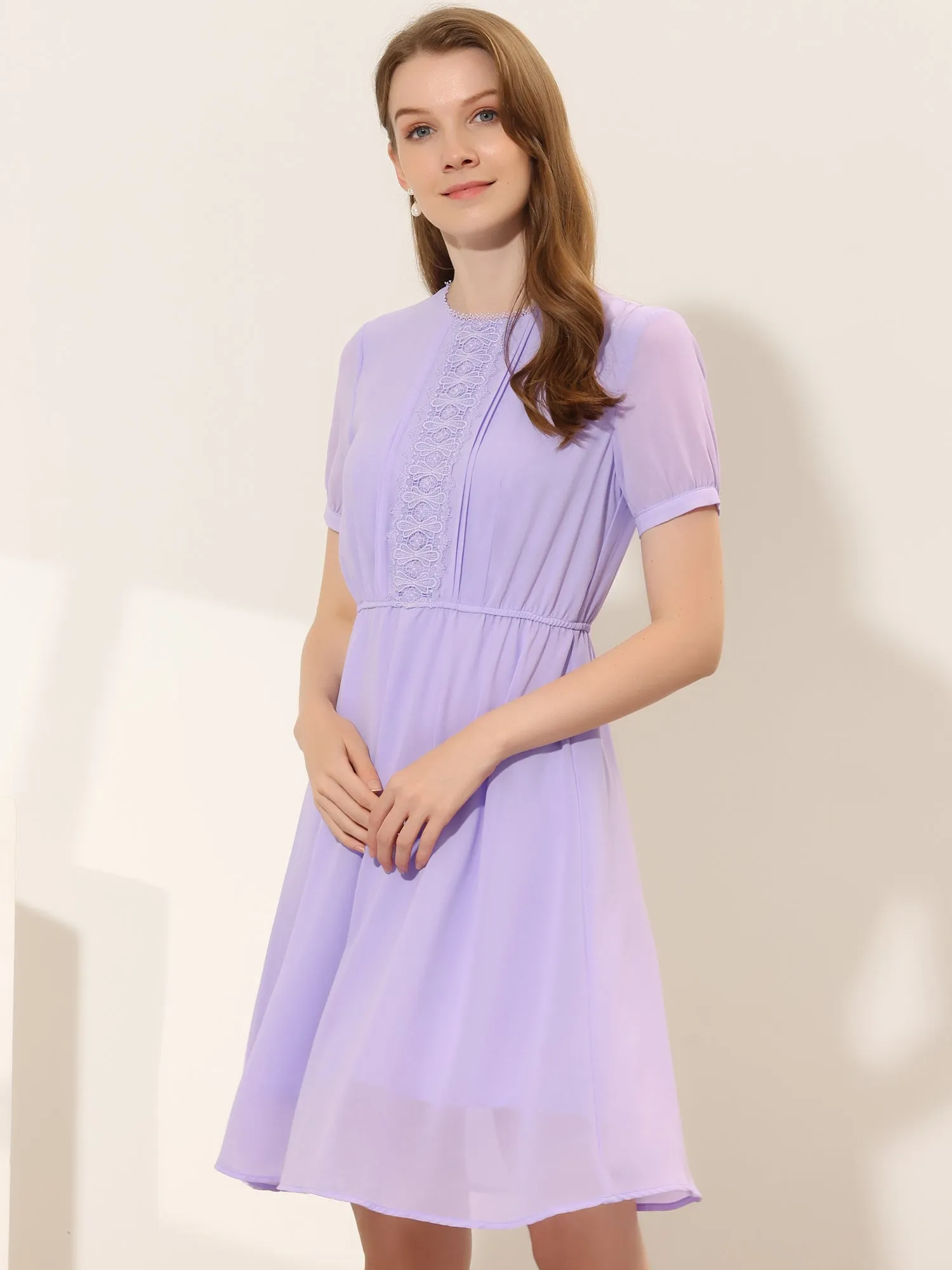 Puff Sleeve Summer Flowy Chiffon Dress