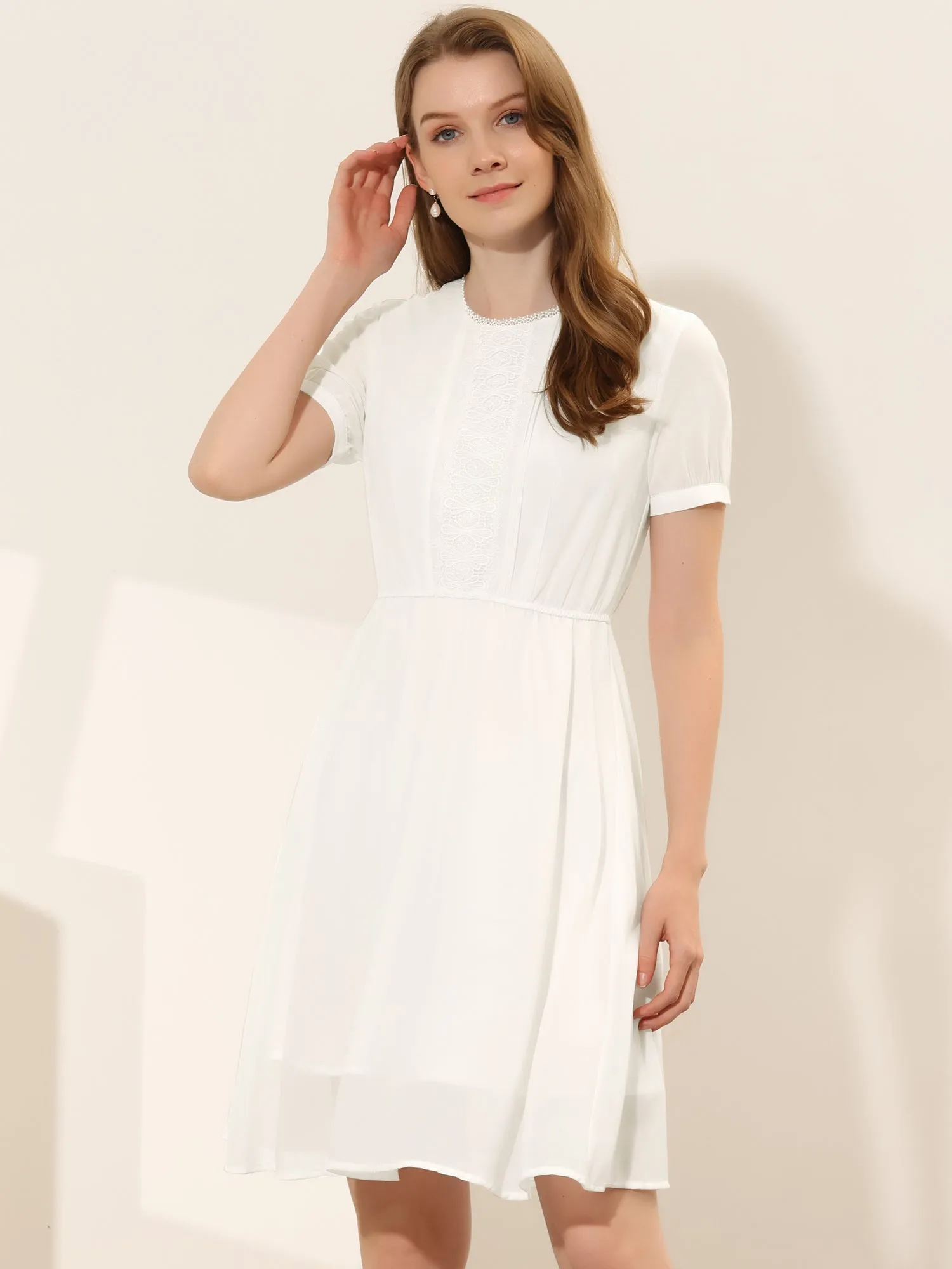 Puff Sleeve Summer Flowy Chiffon Dress