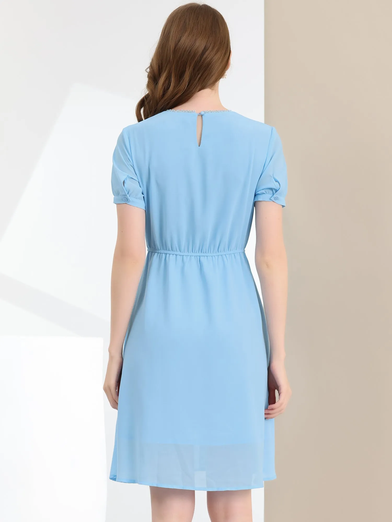 Puff Sleeve Summer Flowy Chiffon Dress