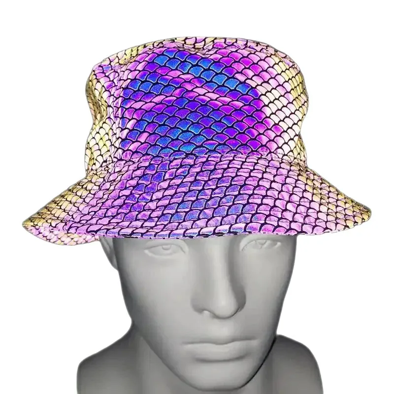 Punk Rock Hip Hop Style Colorful Reflective Bucket Hat