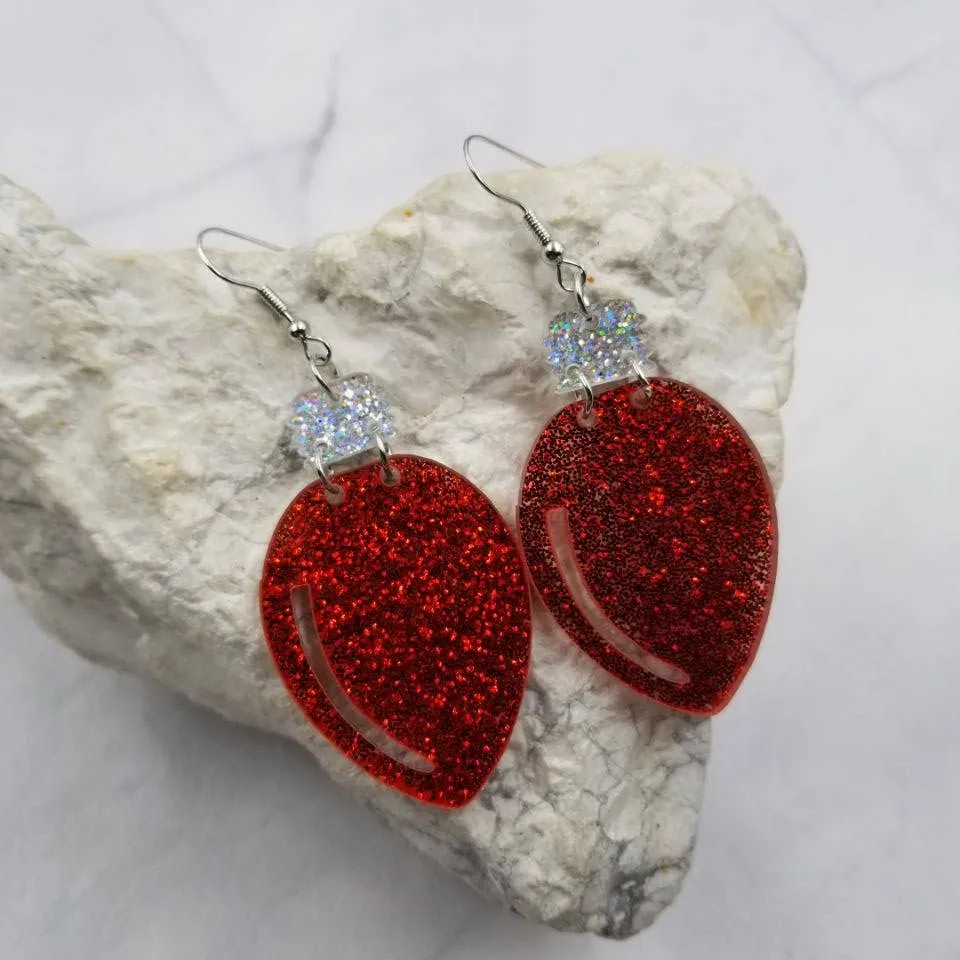 Red Christmas Light Bulb Dangle Earrings