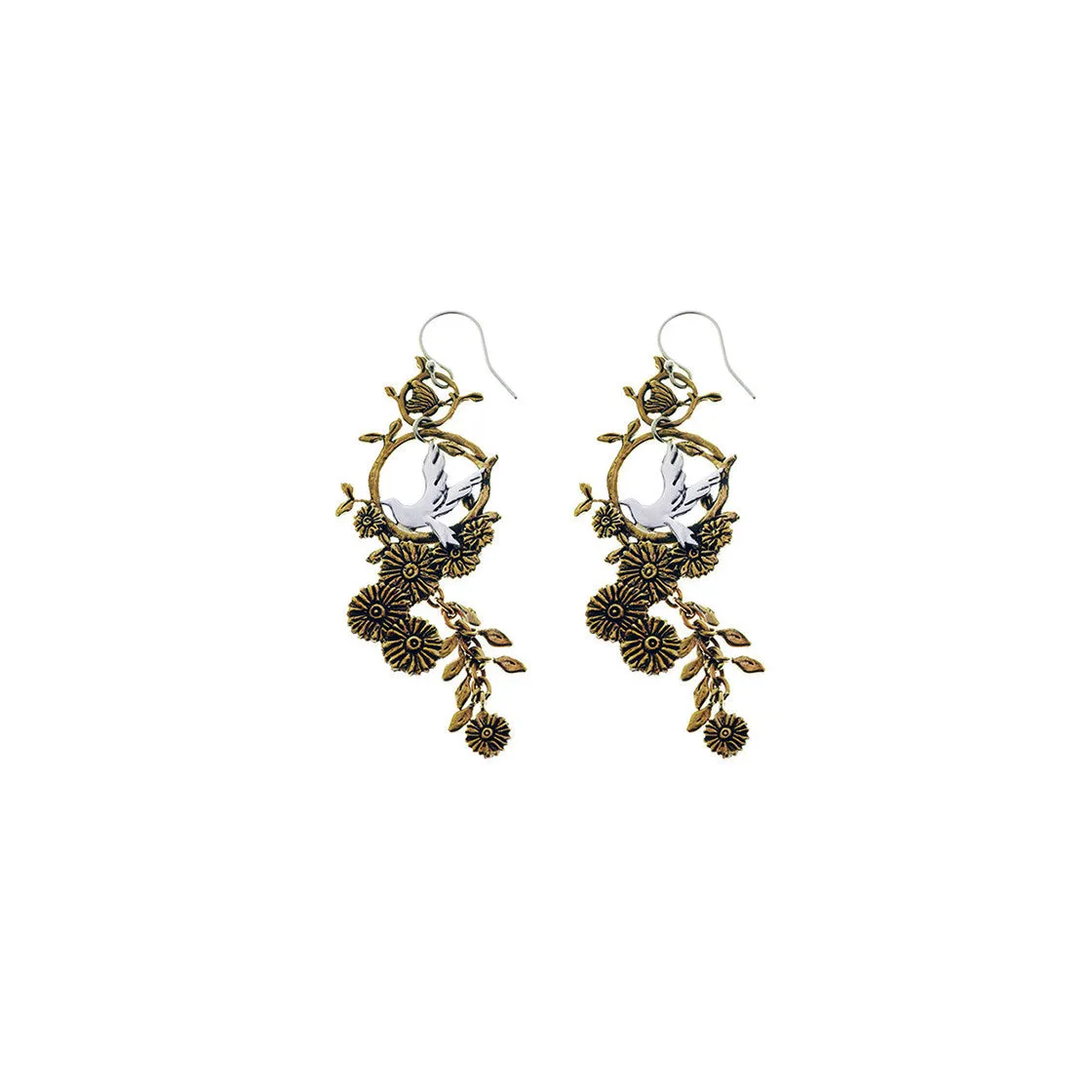 Revolution Dove Sterling Silver Bronze Drop Earring