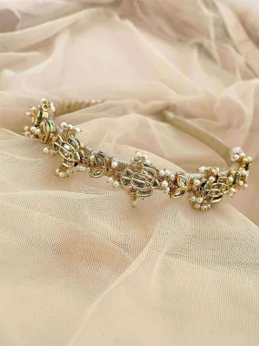 Rhinestone Embellished Metal Leaf Headband