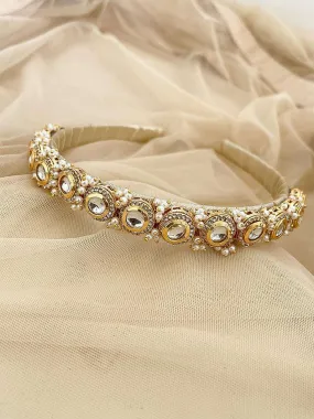Round Kundan Beaded Hair Band