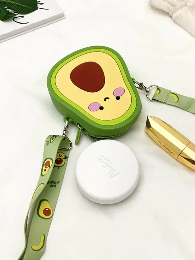 Silicone Cute Fruit Sling Bag With Detachable and Adjustable Strap For kids (Avocado) (Random Colour)