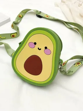 Silicone Cute Fruit Sling Bag With Detachable and Adjustable Strap For kids (Avocado) (Random Colour)