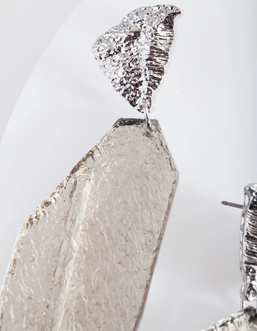 Silver Cracked Stone Earring