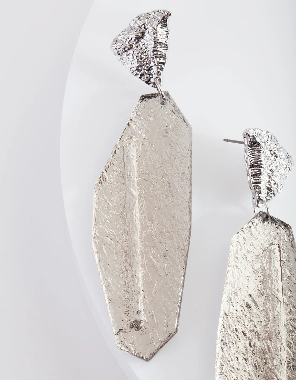 Silver Cracked Stone Earring