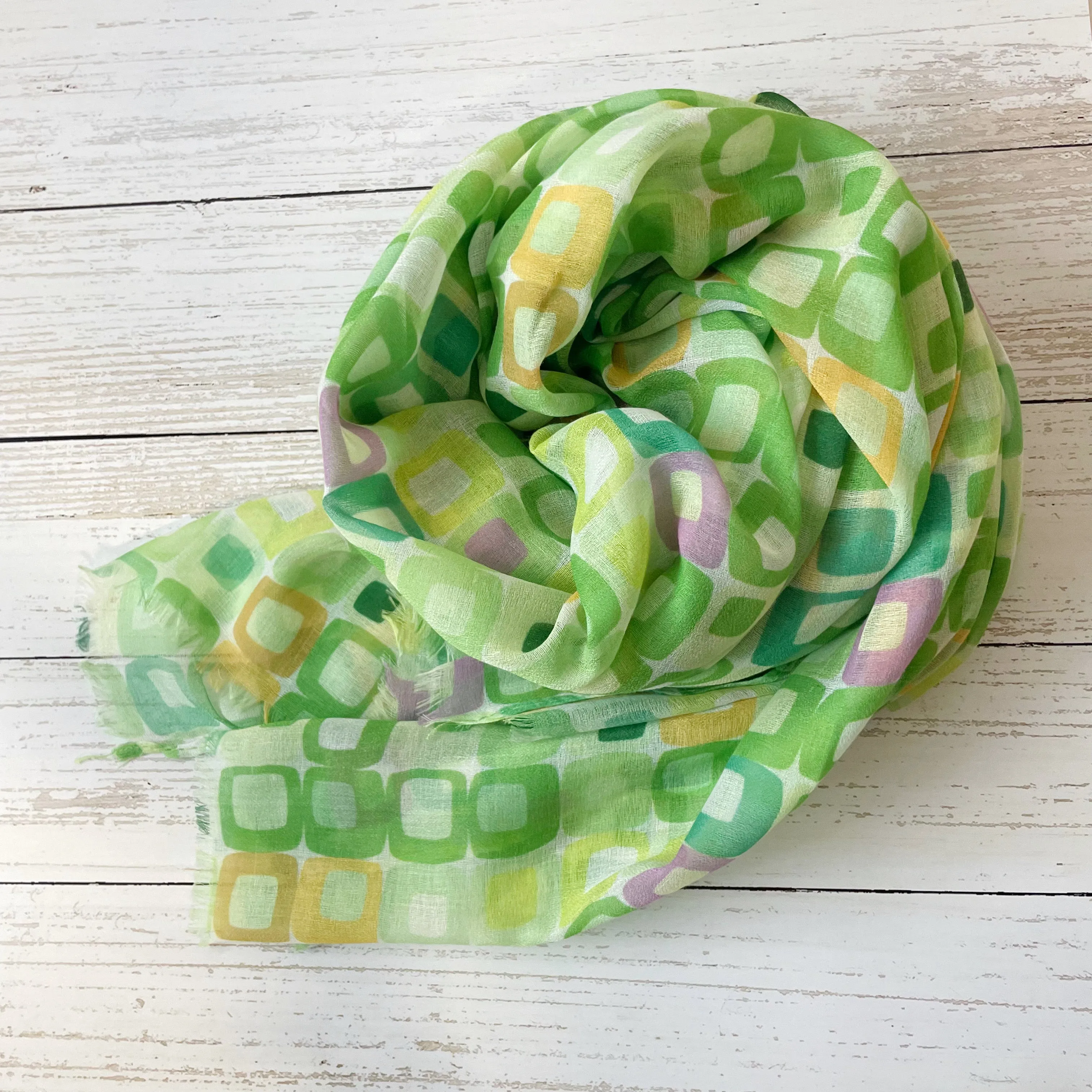 Stella Retro Squares Scarf - Lime