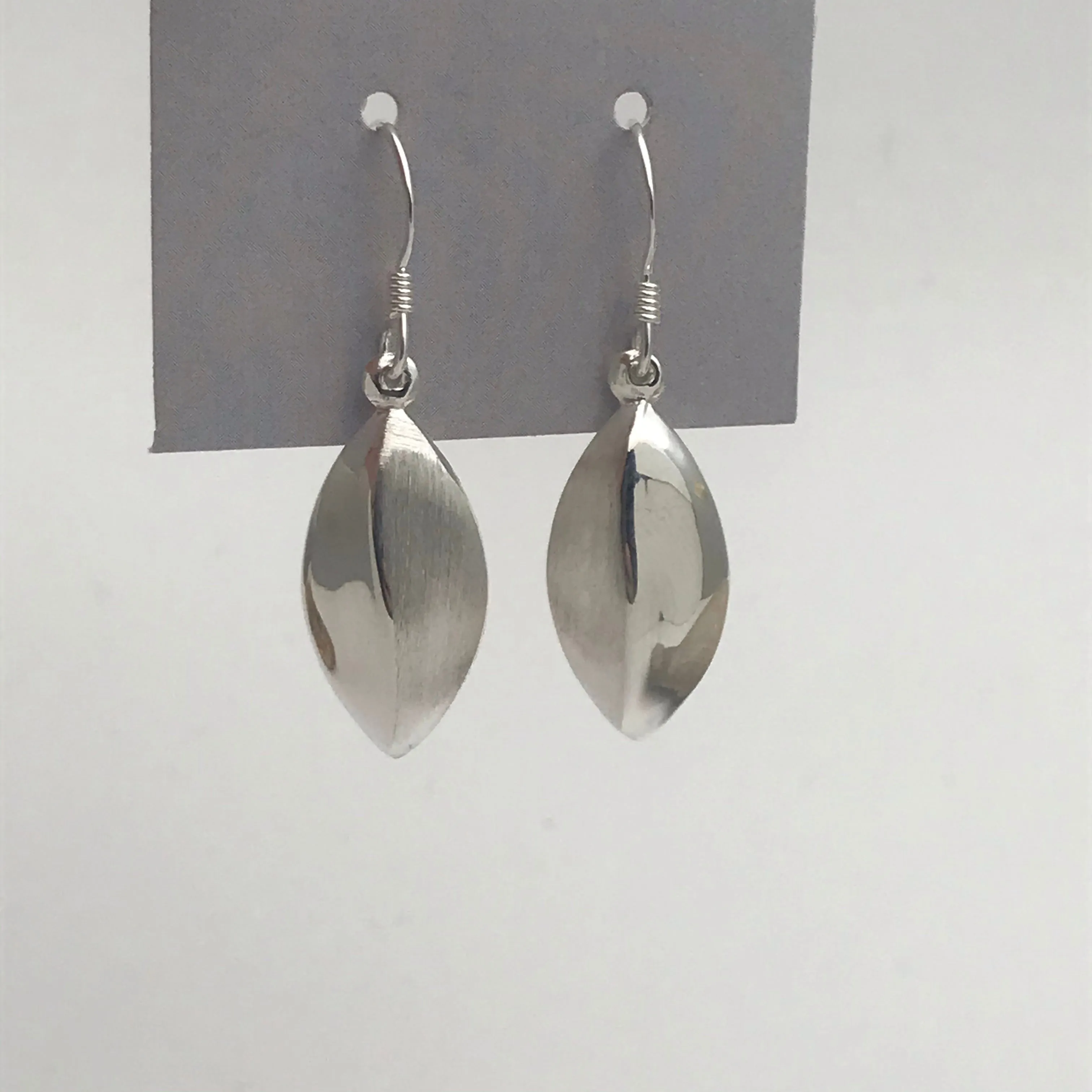 Sterling Silver Coffee Pod Matt Shiny Alternating Drop Earrings
