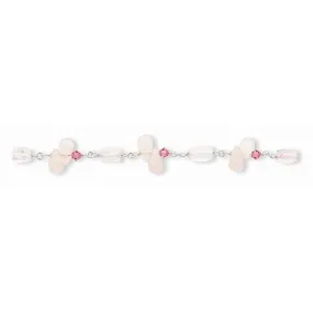 Sterling Silver Rose Quartz & Pink Crystal Bracelet
