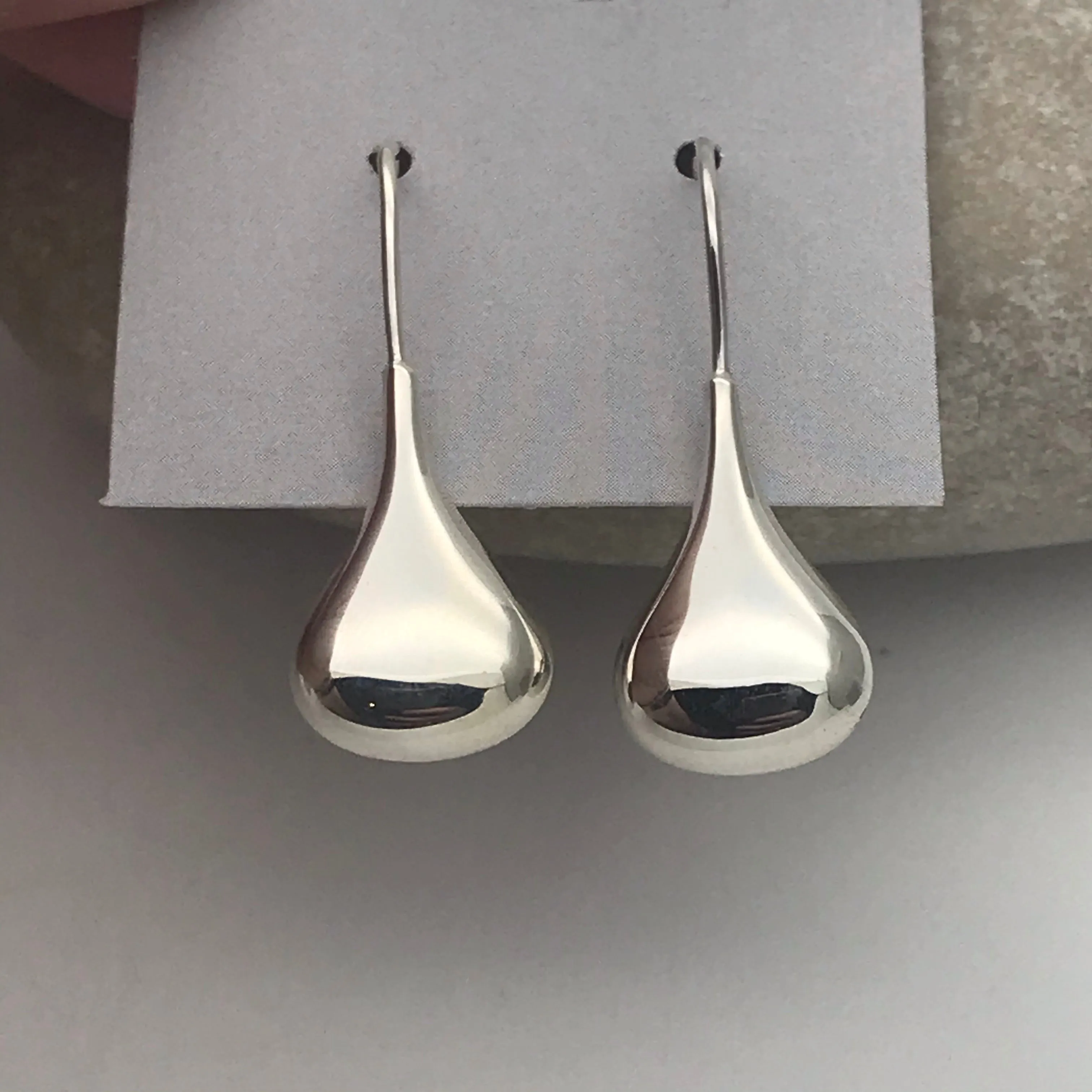 Sterling Silver Shiny Bulb Shape Fixed Earrings