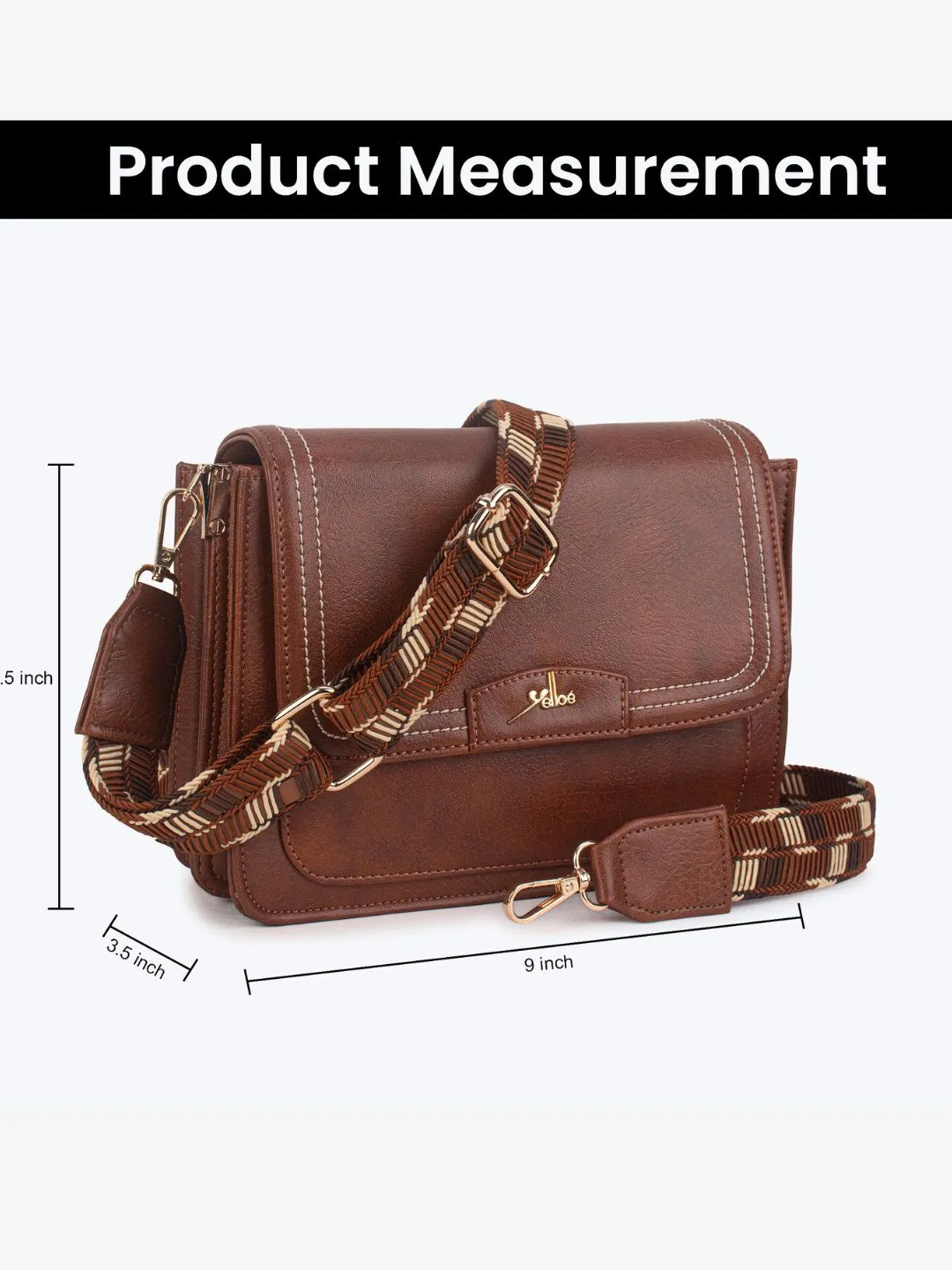 Tan Multicompartment Sling Bag For Women