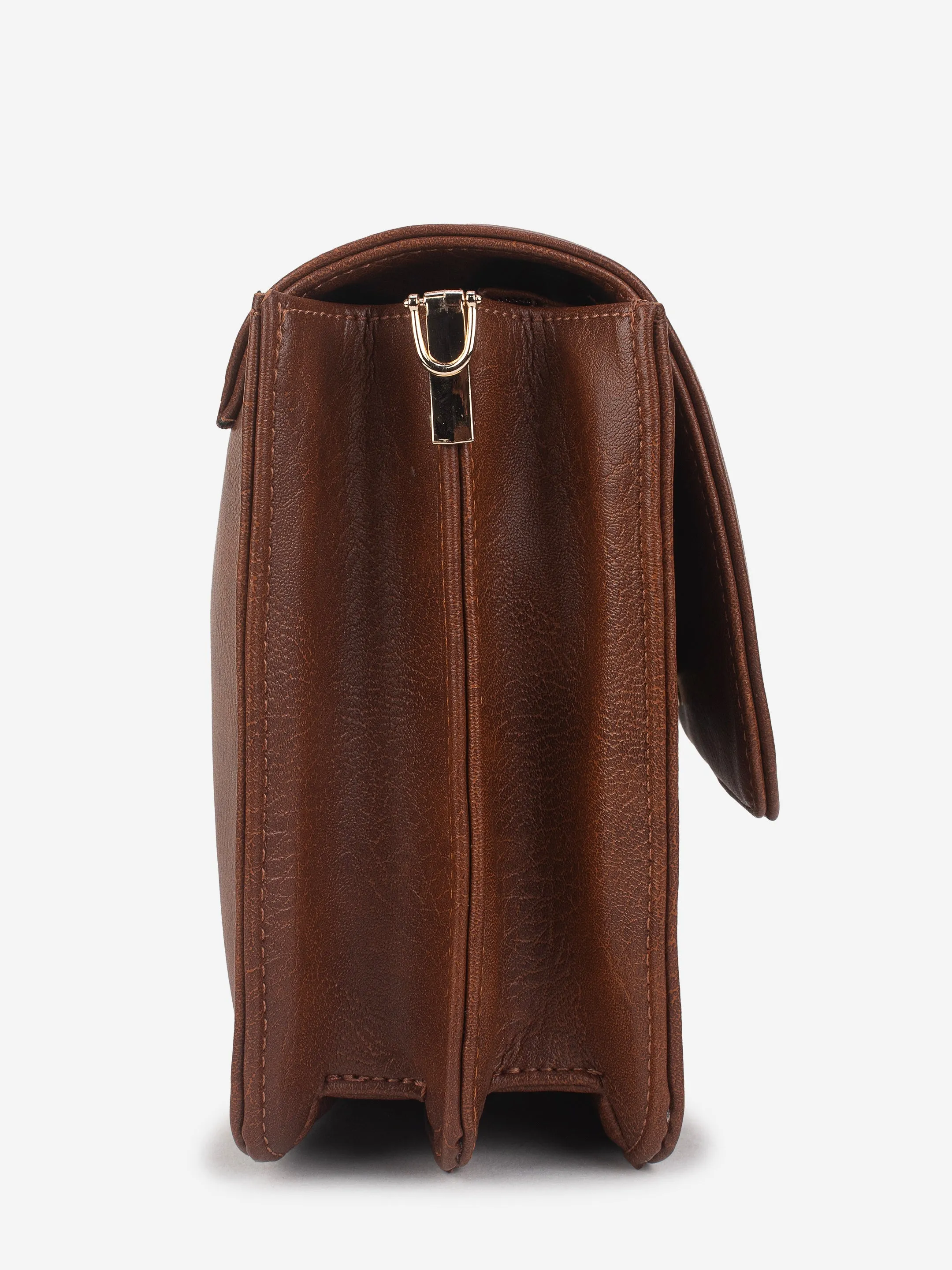 Tan Multicompartment Sling Bag For Women