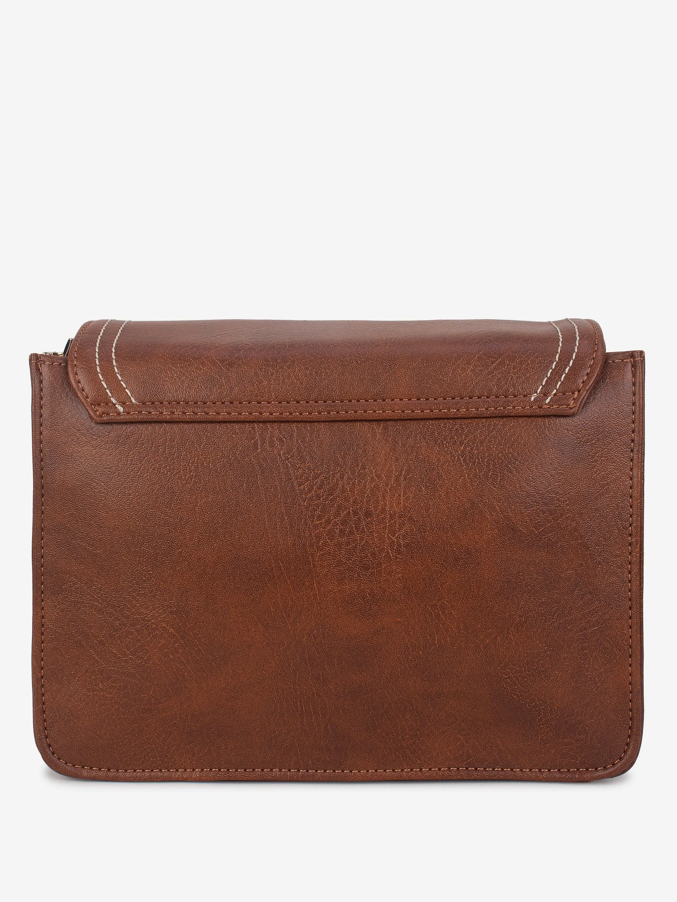 Tan Multicompartment Sling Bag For Women